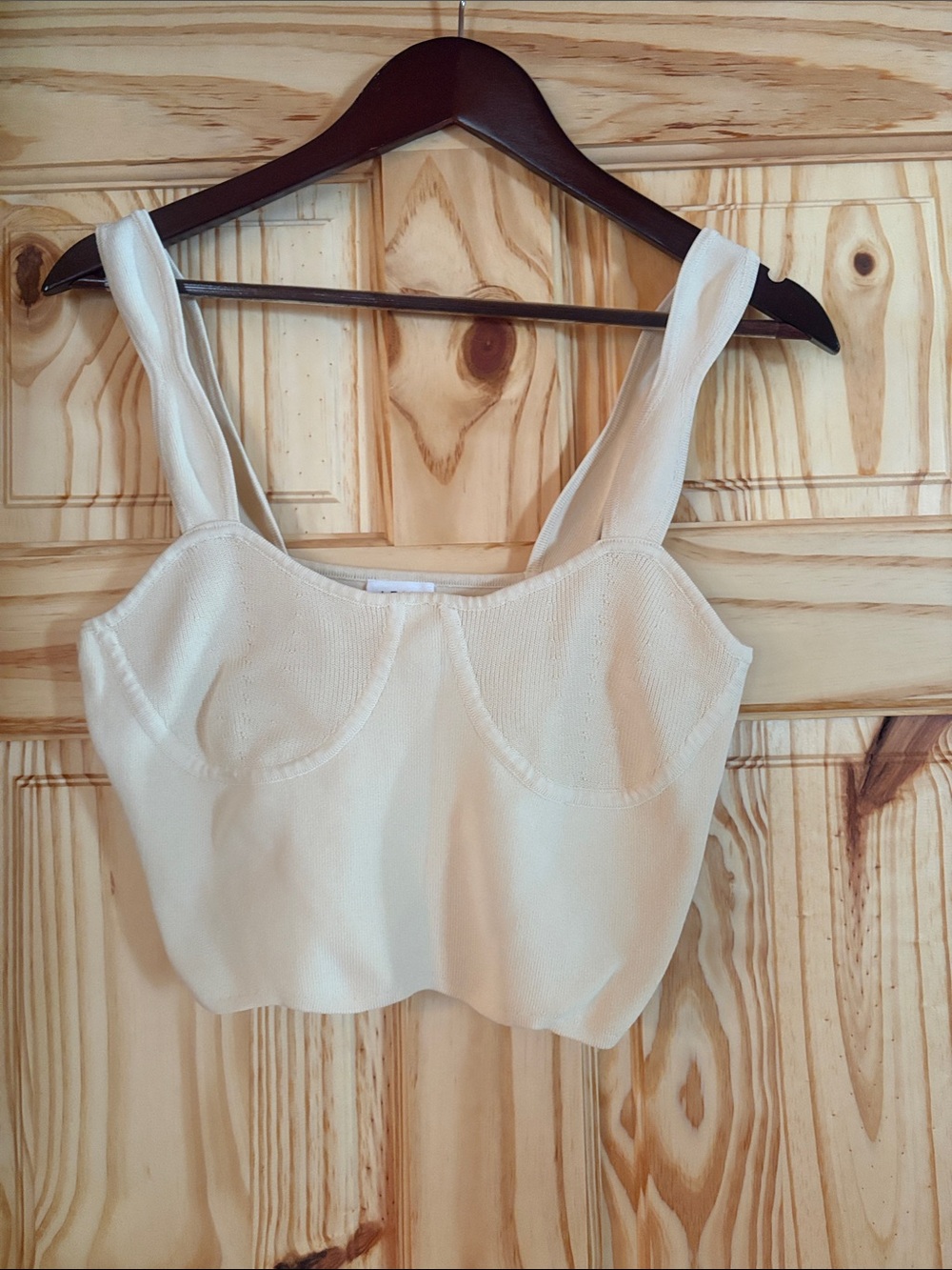Le Lis Cream Knit Bustier Top